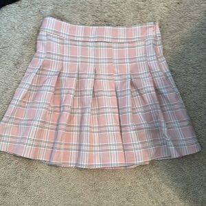 pleated mini  skirt, pink plaid size small